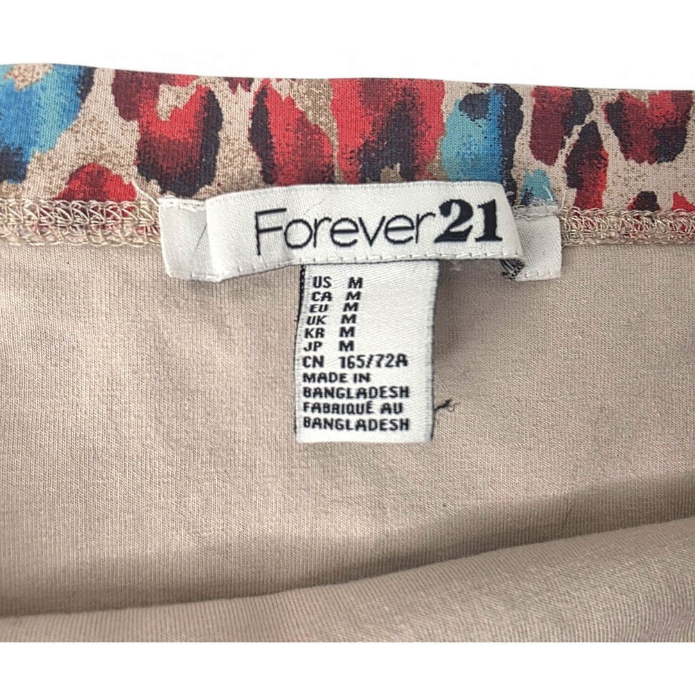 Forever 21 Womens Leopard Print Mini Skirt Pink Blue Red Animal Print Size M - Picture 3 of 6